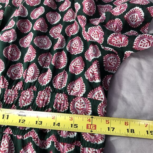 Citrus by Called to Surf Floral Maxi Dress Size M Green/Pink Cinched Waist Boho - Picture 6 of 11